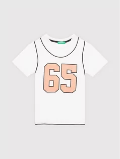Koszulki dla chłopców - Benetton United Colors Of T-Shirt 3096C153Q Biały Regular Fit - grafika 1
