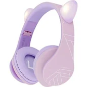 Słuchawki - POWERLOCUS P2 Kids Kocie uszy Fioletowo-różowy - miniaturka - grafika 1