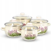 Zestawy garnków i patelni - GARNKI EMALIOWANE Z POKRYWKĄ INDUKCJA GAZ EMALIA NACZYNIA OLKUSZ ZESTAW 8EL - miniaturka - grafika 1