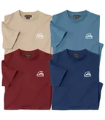 Koszulki męskie - Zestaw 4 klasycznych koszulek Mężczyzna Atlas For Men - Kolor : Niebieski - Rozmiar : L - miniaturka - grafika 1