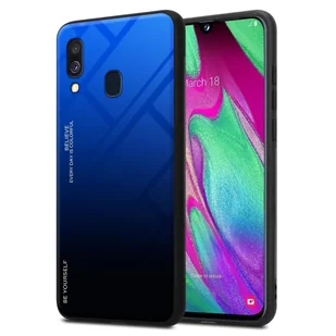 Pokrowiec Do Samsung Galaxy A40 Etui w NIEBIESKO - CZARNY TPU Obudowa Case Cover Plecki Ochronny Cadorabo - Etui i futerały do telefonów - miniaturka - grafika 1