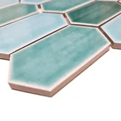 Płytki ceramiczne - Mozaika ceramiczna Zielona Hexagon Polerowana 25,3x29,3x0,75 cm - miniaturka - grafika 1