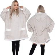 Koce - Kocobluza damska męska 2w1 koc i bluza z kapturem XXL ciepła jasnoszara - miniaturka - grafika 1