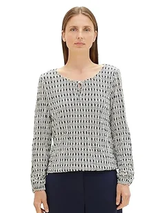 TOM TAILOR Damska koszulka z długim rękawem, 33984 - Navy Geometrics Print, XXS - Koszulki i topy damskie - miniaturka - grafika 1