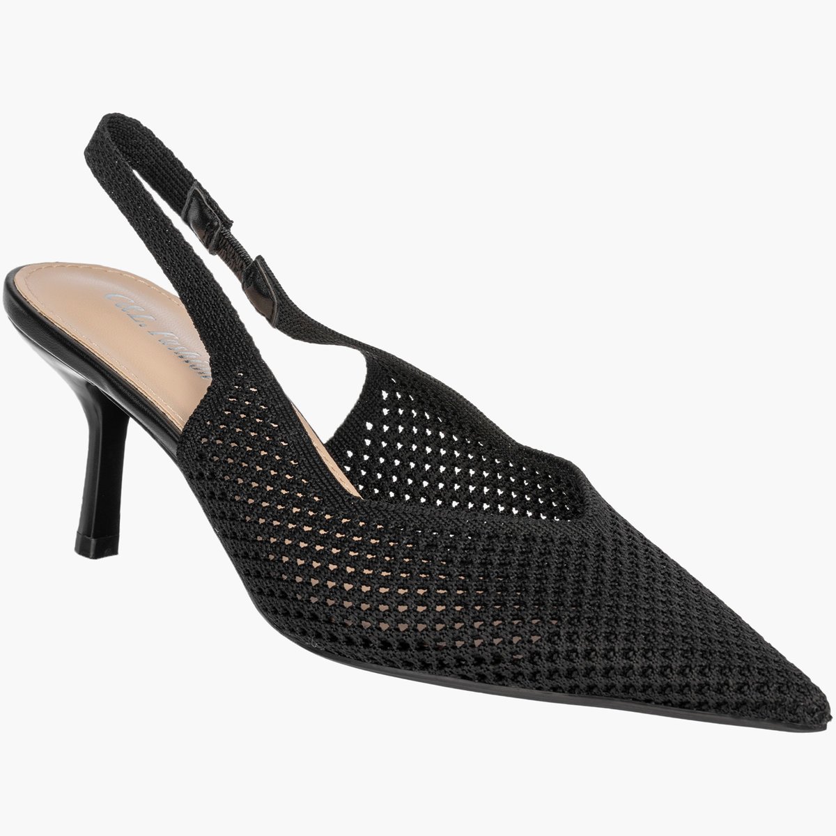 Szpilki Damskie Slingback Ażurowe Czółenka Eleganckie Na Szpilce Czarne 38