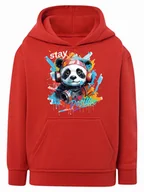 Bluzy dla chłopców - Chłopięca bluza z nadrukiem Panda czerwona Tup Tup - miniaturka - grafika 1
