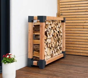 Palenisko ogrodowe Westmann Westmann Stojak na drewno opałowe z drewna modrzewiowego Michel L Natura 138x40x120cm - Paleniska ogrodowe - miniaturka - grafika 1