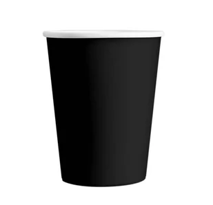 Kubeczki papierowe czarne, 200 ml 6 szt. - Dekoracje i nakrycia stołu na imprezę - miniaturka - grafika 1