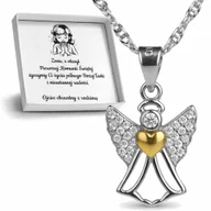 Biżuteria dla dzieci - Srebrny 925 Rodowany Naszyjnik Anioł z Sercem Komunia - miniaturka - grafika 1