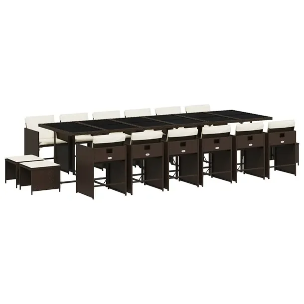 Zestaw Mebli Ogrodowych z Rattanu PE, Stół 330x106x73 cm, Krzesła 50,5x5