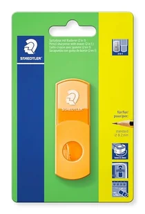 Staedtler 511SE-F4BK puszka z gumką, neonowa pomarańcza, bez ftalanów i lateksu, do długopisów w standardowym formacie, możliwość ponownego zamknięcia, temperówka 2 w 1 w blistrze - Temperówki - miniaturka - grafika 1