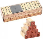 Szkolne artykuły papiernicze - Drewniane stemple z literami i cyframi alfabetu 40 sztuk do scrapbookingu - miniaturka - grafika 1