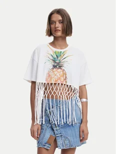 Desigual T-Shirt 25SWTKAN Écru Regular Fit - Koszulki i topy damskie - miniaturka - grafika 1