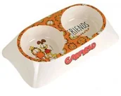 Miski dla kotów - Garfield podwójna miska z melaminy /biało-żółta - miniaturka - grafika 1