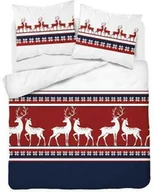 Pościel - Pościel flanelowa 160x200 Świąteczna Renifery czerwona 4144 - miniaturka - grafika 1