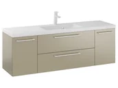 Szafki łazienkowe - Szafka Wisząca Z Umywalką RON 140 cm D - Cappuccino Mat - Uchwyty Białe Matowe - miniaturka - grafika 1