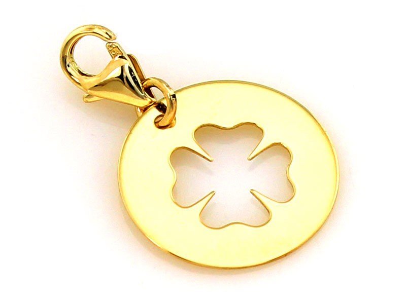 Złoty charms koniczyna żółte złoto próba 585 elegancki symbol szczęścia na bransoletkę