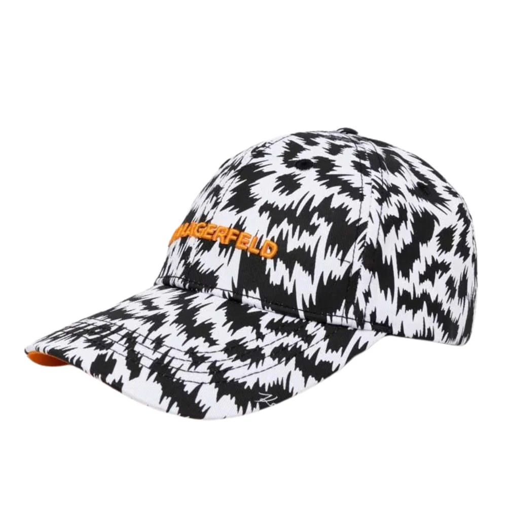 KARL LAGERFELD Czarno-biała czapka z daszkiem K/zebra