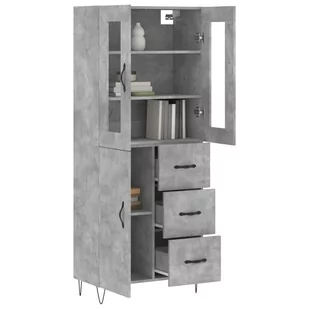 Witrynka, szarość betonu 69,5x34x180 cm materiał drewnopochodny Lumarko! - Witryny - miniaturka - grafika 4