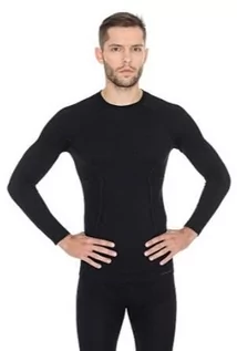 Bielizna sportowa męska - Brubeck, Koszulka termoaktywna męska z długim rękawem, Active Wool, czarny, rozmiar XXL - grafika 1