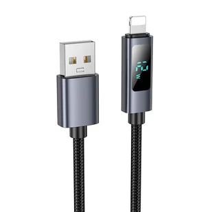 Kabel USB A do Lightning Hoco 2,4A z wyświetlaczem 1 m X112 czarny - Kable USB - miniaturka - grafika 1