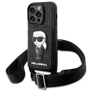 Karl Lagerfeld KLHCP14LCSAKHPKK iPhone 14 Pro 6.1" hardcase czarny/black Crossbody Saffiano Monogram Ikonik - Etui i futerały do telefonów - miniaturka - grafika 1
