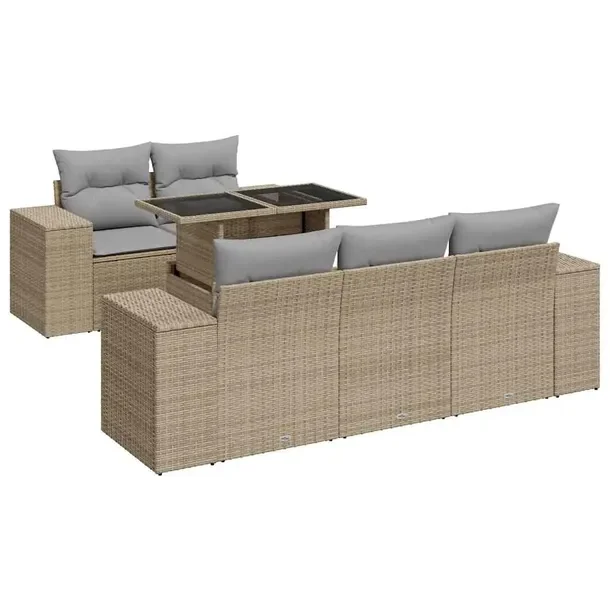 Zestaw mebli ogrodowych modułowych beżowy z rattanem PE, wymiary 83x62x69