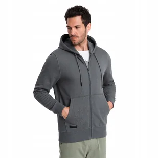 Bawełniana męska dresowa bluza BASIC grafitowa V11 OM-SSBZ-0160 L - Bluzy męskie - miniaturka - grafika 1