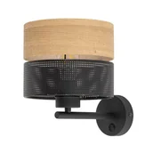 Lampy ścienne - Nicol kinkiet 1xE27 czarny/dąb 6539 - miniaturka - grafika 1