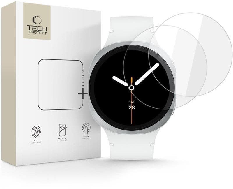 SZKŁO HARTOWANE TECH-PROTECT GLASS FIT+ 2-PACK SAMSUNG GALAXY WATCH 8 40 MM CLEAR