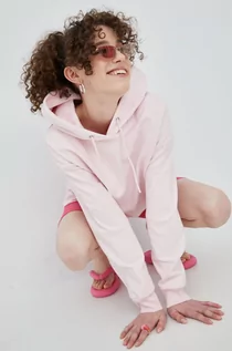 Bluzy damskie - Tommy Jeans bluza bawełniana damska kolor różowy z kapturem gładka - grafika 1