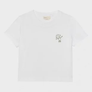 Damski t-shirt crop top z nadrukiem Outhorn OTHWSS24TTSHF1479 - biały - Koszulki sportowe damskie - miniaturka - grafika 1