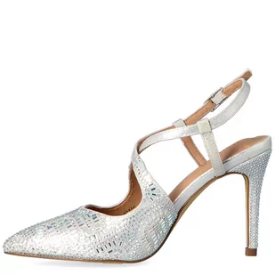 Błyszczące szpilki bez pięty - MENBUR 23446 SREBRE - Czółenka - miniaturka - grafika 4