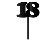 Dekoracje sali - Topper z pleksi czarny na tort 18 - 12 cm - miniaturka - grafika 1