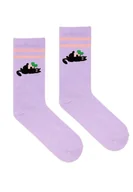 Skarpetki męskie - Skarpetki sportowe z bawełny organicznej fioletowe z kotem - miniaturka - grafika 1