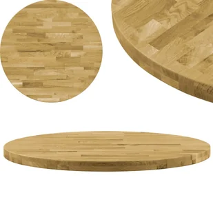 vidaXL Okrągły blat do stolika z litego drewna dębowego, 44 mm, 600 mm vidaXL - Blaty meblowe i parapety okienne - miniaturka - grafika 1