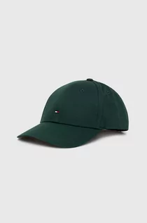 Czapki męskie - Tommy Hilfiger czapka z daszkiem bawełniana kolor zielony gładka - grafika 1