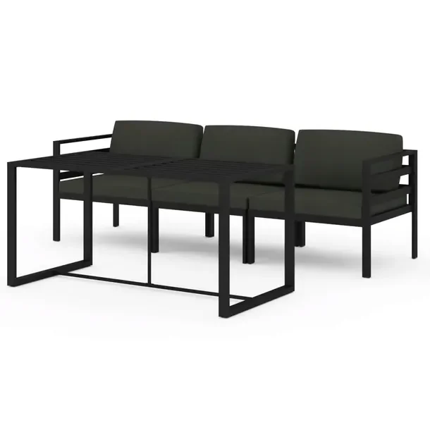 Antracytowy aluminiowy zestaw wypoczynkowy do ogrodu, modułowy 120x60 cm