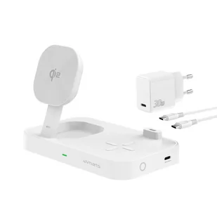 4smarts Ład. indukcyjna Trident 2w1 + USB-C + ładowarka sieciowa 30W biała/white 540998 - Ładowarki do telefonów - miniaturka - grafika 2