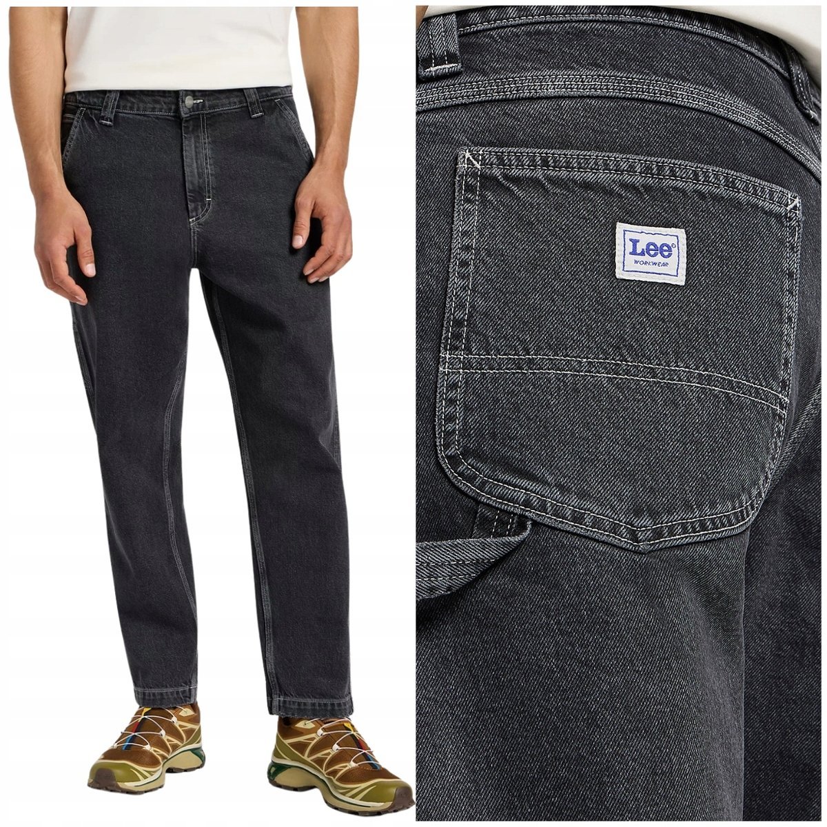 Lee CARPENTER Black Stone WORKWEAR luźne czarne spodnie jeansowe W30 L32