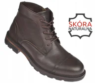 Botki męskie - Trapery męskie skórzane sztyblety ocieplane na suwak CY166 brązowe roz. 43 - miniaturka - grafika 1