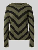 Swetry damskie - Sweter z dzianiny o kroju regular fit ze wzorem w paski model ‘ELIZA’ - miniaturka - grafika 1