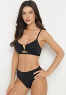 Stroje kąpielowe - Czarne Bikini Biustonosz z Metaliczną Ozdobą i Majtki Figi Kinirela - miniaturka - grafika 1