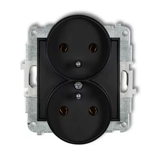 Karlik Gniazdo podwójne z uziemieniem MINI czarny 12MGPR-2zp - Gniazdka elektryczne - miniaturka - grafika 1