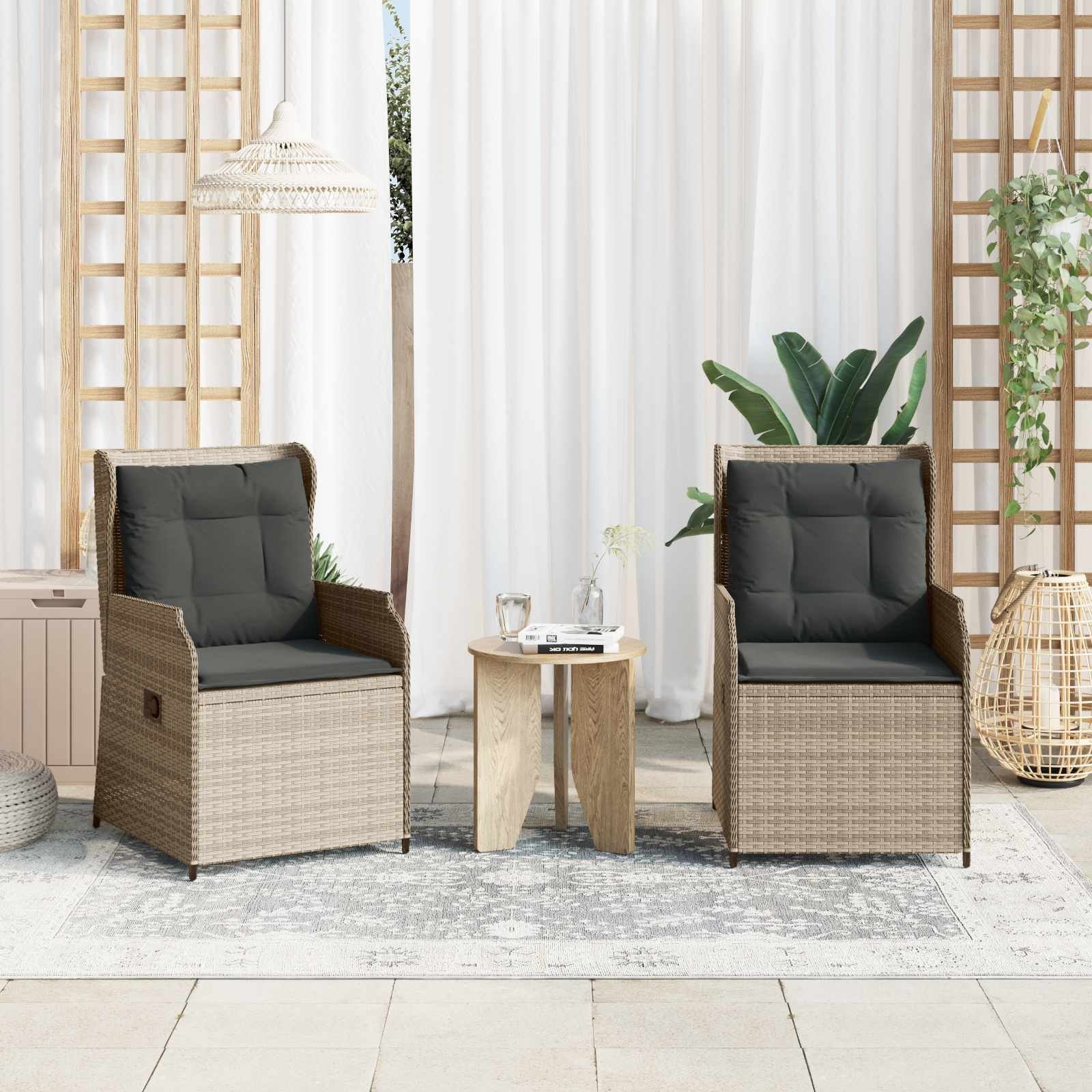 vidaXL Ławka ogrodowa 2 pcs Jasnoszary polirattan