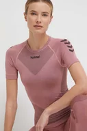 Koszulki sportowe damskie - Hummel t-shirt treningowy First kolor różowy - miniaturka - grafika 1