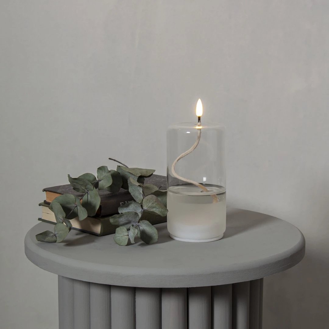 Świeca Led szklana woskowa FLAMME FLOAT 17,5cm