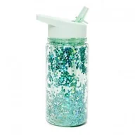 Bidony dla dzieci - Petit Monkey Petit Monkey - bidon transparentny ze składanym ustnikiem GLITTER GREEN LILY - miniaturka - grafika 1