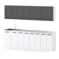 Meble kuchenne - Meble kuchenne modułowe kuchnia vero 2.6m zestaw nowoczesny szary biały mat - miniaturka - grafika 1