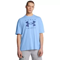Koszulki sportowe męskie - Męski t-shirt z nadrukiem Under Armour UA M Hw Os Branded Ss - niebieski - UNDER ARMOUR - miniaturka - grafika 1
